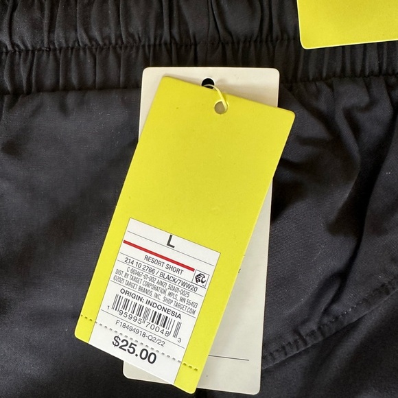 All In Motion High Rise Resort Shorts Pockets Drawstring Black Large - Picture 5 of 7